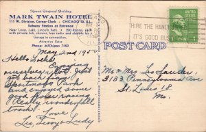 Mark Twain Hotel Chicago IL Postcard PC454