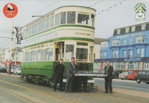 Blackpool Tram Balloon Car Bus No. 147 at Lyndene Hotel Postcard
