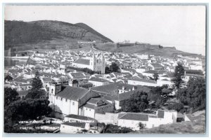 c1910 Houses Mountain Partial View of Angra Acores Portugal RPPC Photo Postcard