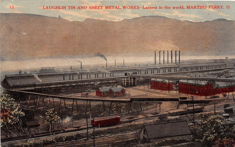 E67/ Martins Ferry Ohio Postcard Belmont Co Laughlin Tin Sheet Metal Factory 9