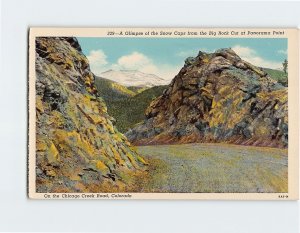 Postcard A Glimpse of the Snow Caps from the Big Rock Cut at Panorama Point, CO