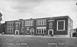 Holbrook MA Sumner High School Old Car Real Photo Postcard