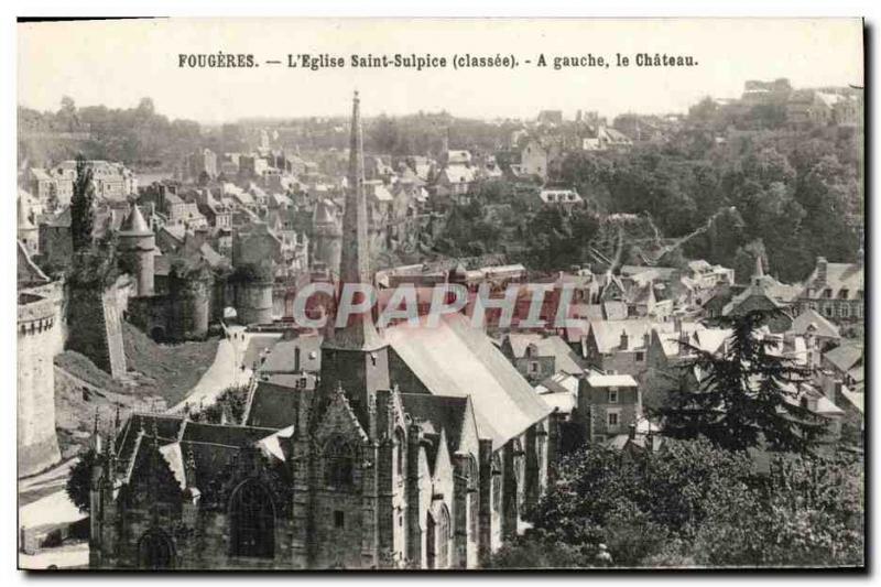 Old Postcard Fougeres The Saint Sulpice Church left the Chateau