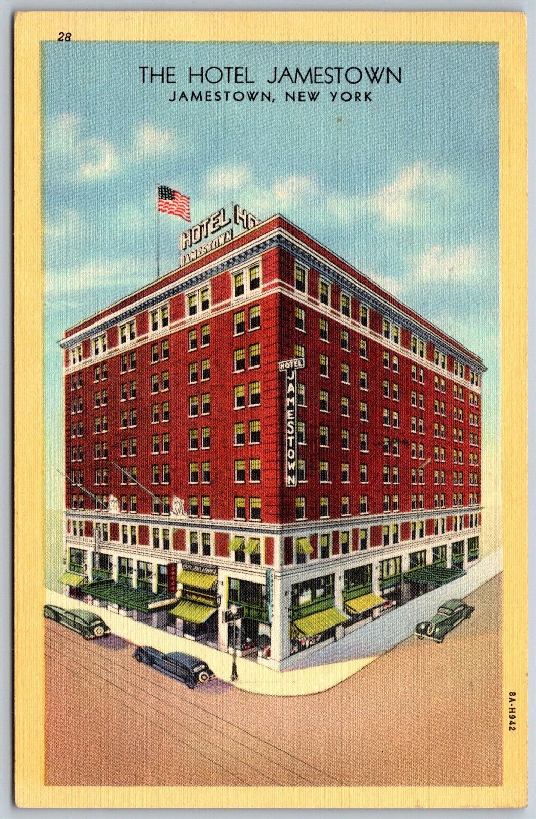 Vtg Jamestown New York NY Hotel Jamestown 1940s Linen View Postcard