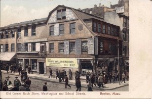 Boston MA, Old Corner Bookstore, Book Store, Ralph Waldo Emerson, Signs Pre-1907