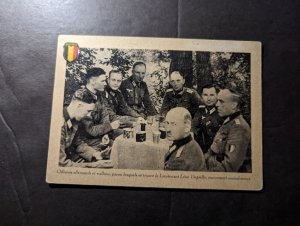 Mint Belgium WWII Military Postcard Walloon Legion Officers Drinking at Table