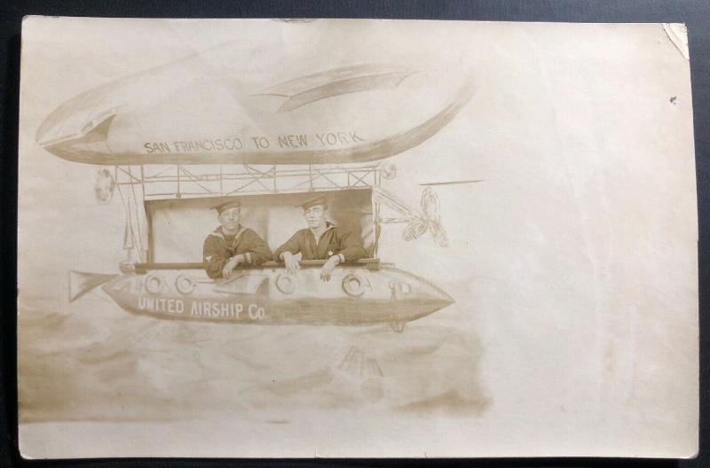 Mint USA Real Photo Postcard RPPC Early US Navy Marine On Airship 1909