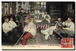 Old Postcard Militaria A canteen