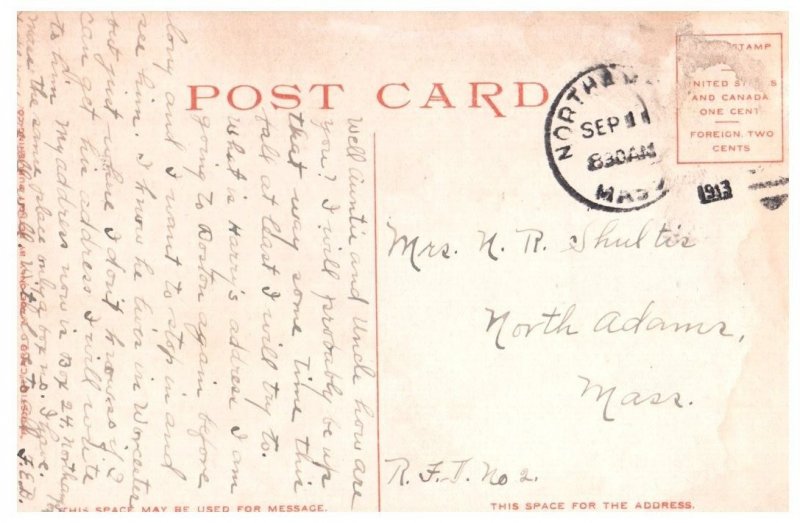 Elm Street Northampton Massachusetts Postcard Posted