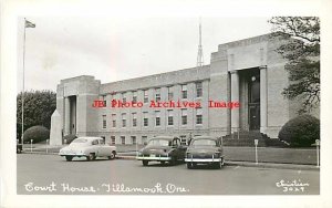 OR, Tillamook, Oregon, RPPC, Court House Building, 50s Cars, Christian No 3029