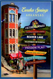 Signpost with Tourist Attractions, Eureka Springs AR  Postcard Y63