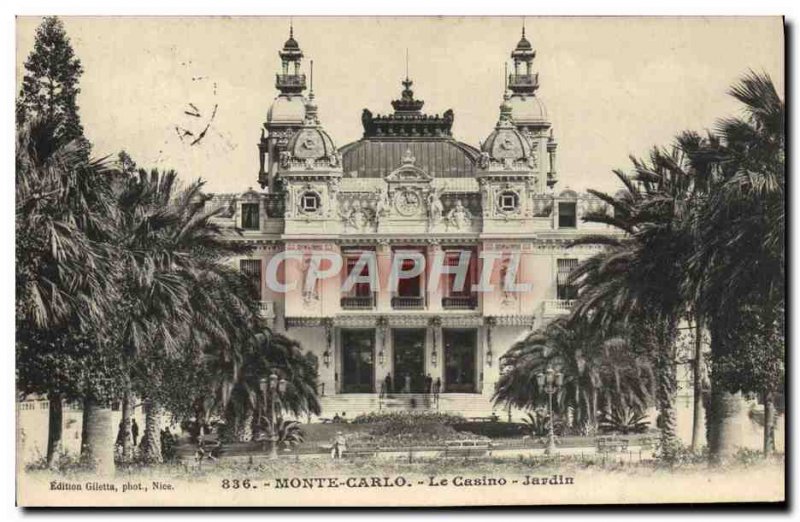 Old Postcard Monte Carlo Casino Garden