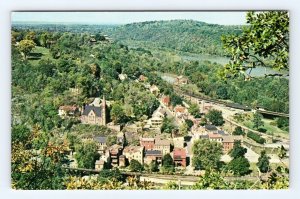 Aerial View Downtown Harpers Ferry West Virginia WV Chrome Postcard C18