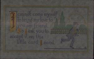 Arts & Crafts Mail Man Postal Carrier Love Letter c1910 Postcard