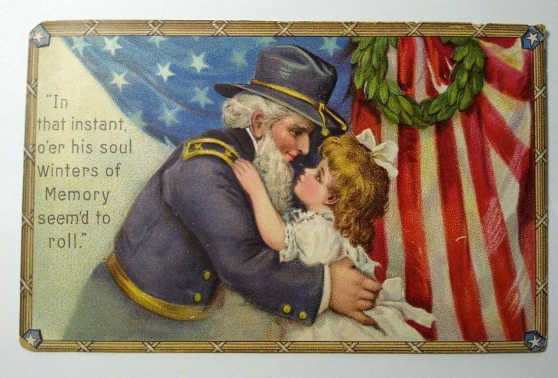 Decoration Day Civil War Soldier USA General Hugs Child Postcard Ser 150 Gabriel