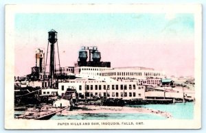 IROQUOIS FALLS, Ontario Canada ~ PAPER MILLS & DAM 1929 Postcard