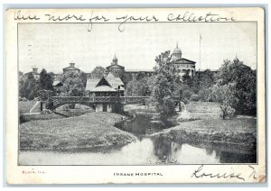 1906 View Of Insane Hospital Building Bridge Sycamore Illinois IL Postcard