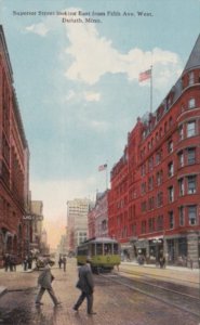 Minnesota Duluth Trolley On Superior Street Looking East From Fifth Avenue We...