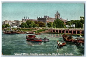 c1910 View of River Hooghly Showing The High Court Calcutta India Postcard