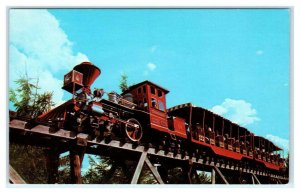 ANGOLA, IN Indiana ~ FRONTIER TRAIN RIDE Buck Lake Ranch  c1950s Postcard