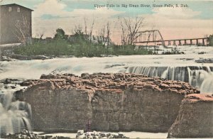 Hand-Colored Postcard; Sioux Falls SD Upper Falls in Big Sioux River Posted 1909