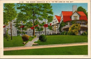 Vtg The Manor Albermarle Park Asheville North Carolina NC Linen Postcard