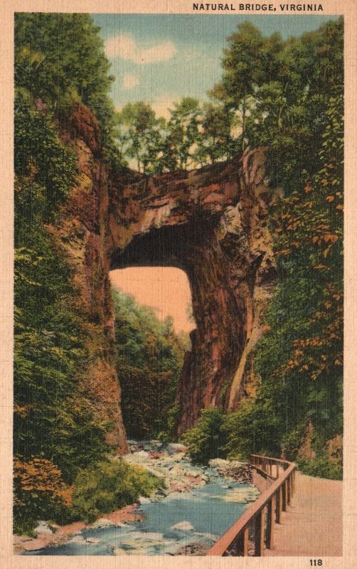 Vintage Postcard 1938 The Natural Bridge Of Virginia In Rockbridge County VA United States