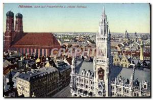 Old Postcard Munchen Blivck Auf U Frauenkirche Neues Rathaus