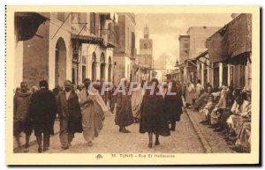 Old Postcard Tunis street el Halfawiyyne