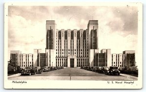 1940s PHILADELPHIA PA U.S. NAVAL HOSPITAL K.F. LUTZ STREET VIEW POSTCARD P2323