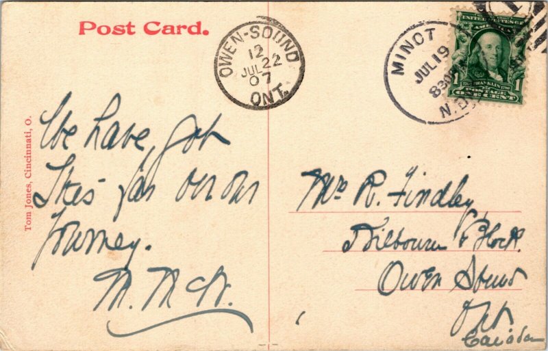 Postcard ND Sunday Sport Bird Hunting near Minot Hunters Rifles 1907