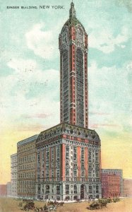 Singer Building Skyscraper Office Building Manhattan NY Antique Postcard 1914