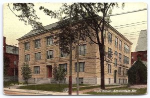 1913 High School Historical Building Amsterdam New York NY Posted Postcard