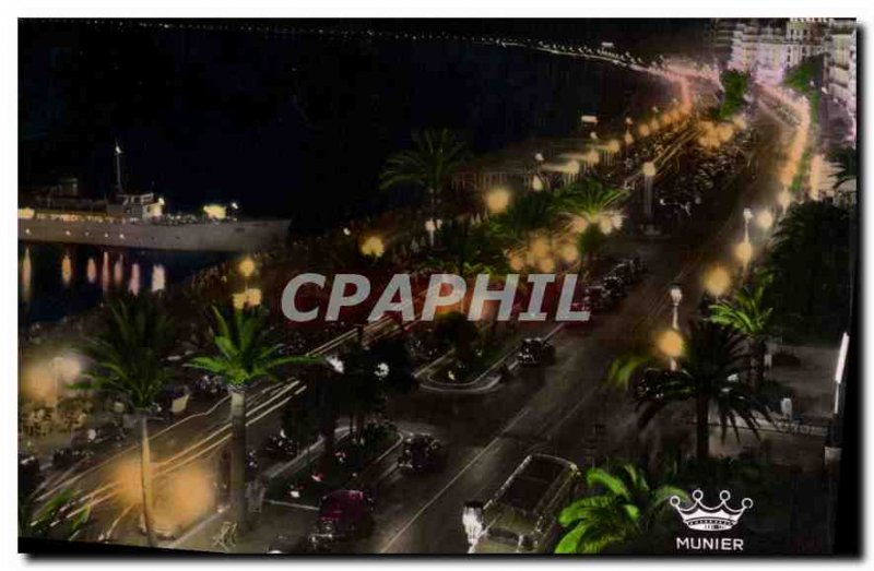 Postcard Old Nice's Promenade des Anglais night