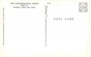 Wellfleet Cape Cod Massachusetts 1950s Postcard First Congregational Church