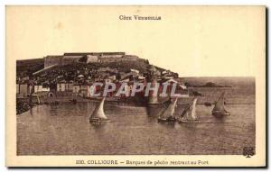 Old Postcard Cote Vermeille Collioure Fishing Boats From Returning To Port