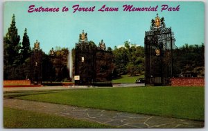 Vtg Glendale California CA Entrance Forest Lawn Memorial Park 1950s Postcard