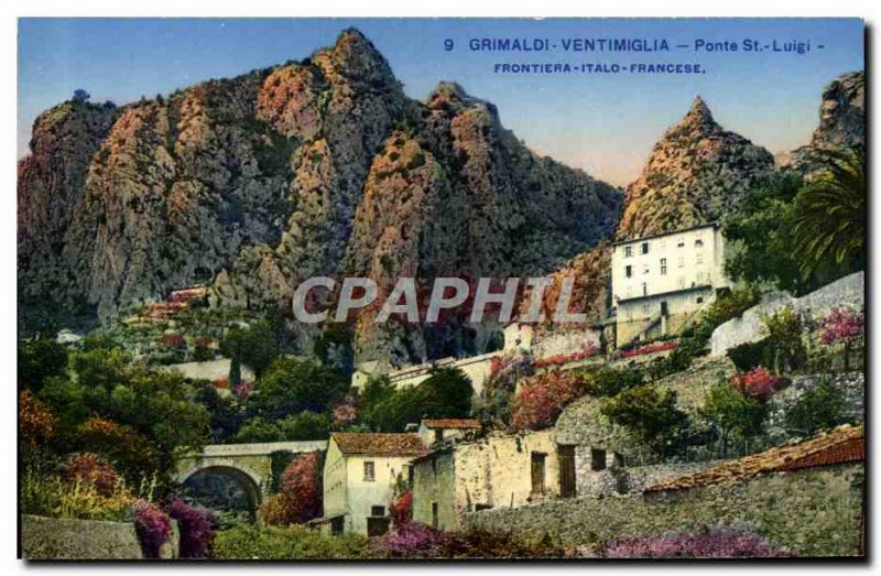 Old Postcard Grimaldi Ventimiglia Ponte St Luigi Frontiera Italo Francese