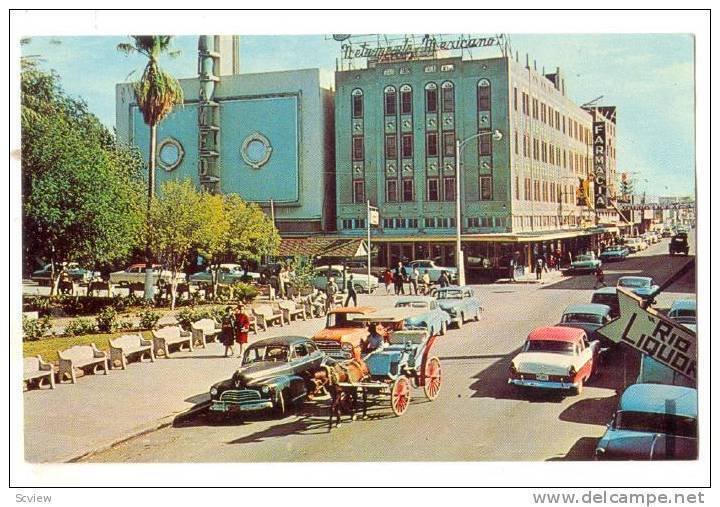 Bird's Eye View, Street Scene in Nuevo Laredo, Mexico, 40-60s