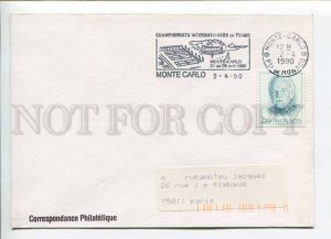 421213 MONACO to FRANCE 1990 year TENNIS championship real posted old COVER