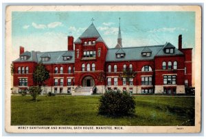 1928 Mercy Sanitarium And Mineral Bath House Manistee Michigan MI Postcard