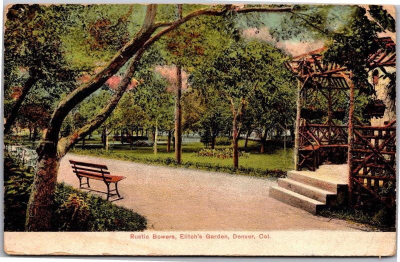 Rustic Bowers, Elitch's Garden Denver Colorado c1908 Vintage Postcard J02