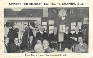 Simpson's Fish Ordinary, Cheapside, London, England ca 1920s Antique Postcard