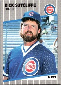 1989 Fleer Baseball Card Rick Sutcliffe Chicago Cubs sk21020