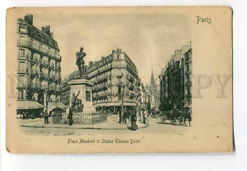 262225 FRANCE PARIS Pl Maubert Statue Etienne Dolet embossed