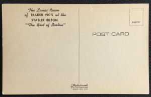 Postcard Unused Trader Vic's at Statler Hilton Boston MA LB