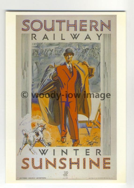 ad3087 - SR - Winter Sunshine, Man removing Coat with Dog - Postcard