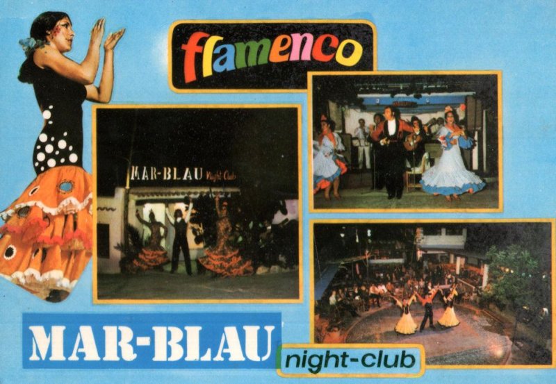 Flamenco Mar-Blau Night Club Los Molinos Ibiza 1980s Postcard