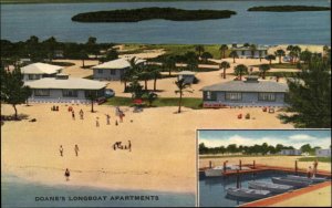 Sarasota Florida FL Doane's Longboat Apartments Linen Vintage Postcard