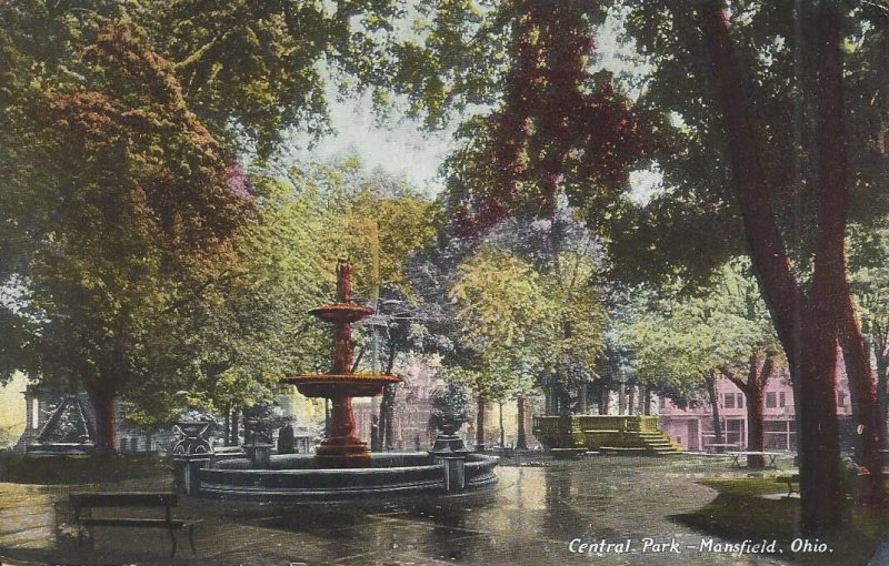 Central Park, Mansfield, Ohio Vintage Postcard 